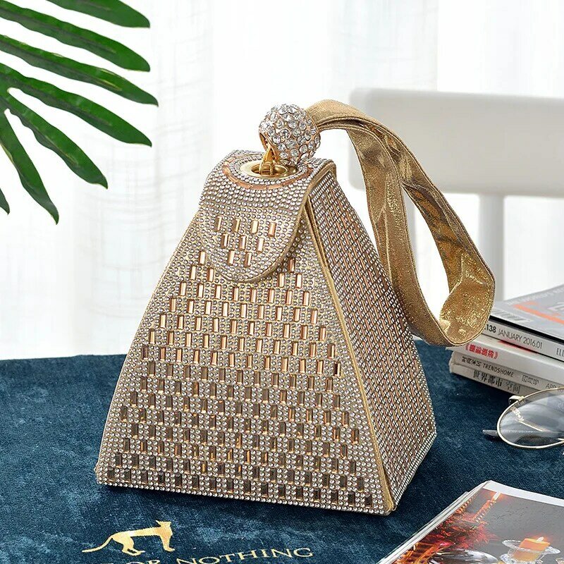 Лето 2022, сумка-клатч с бриллиантами, Женская Роскошная вечерняя сумка, модная треугольная Свадебная сумка для невесты, роскошные дизайнерские сумки