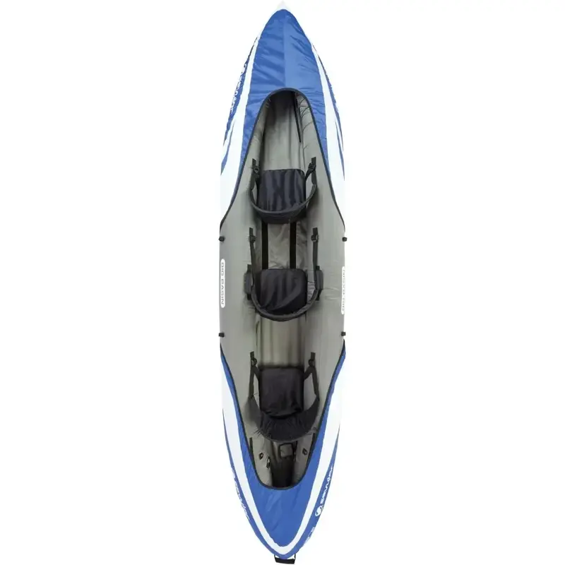 Barco inflável de PVC com assentos ajustáveis e alças de transporte, caiaque 3-pessoa, canoagem caiaque, esportes aquáticos entretenimento
