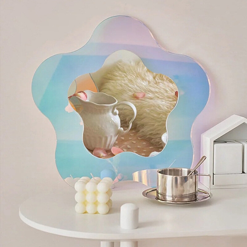Creative Ins Style Irregular Acrylic Dazzling Desktop Single Face Makeup Mirror Vanity Bathroom Living Room Bedroom Decoration