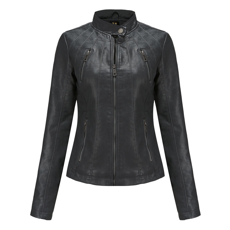 2024new women's popular short leather jacket women's thin jacket spring and autumn jacket leather jacket