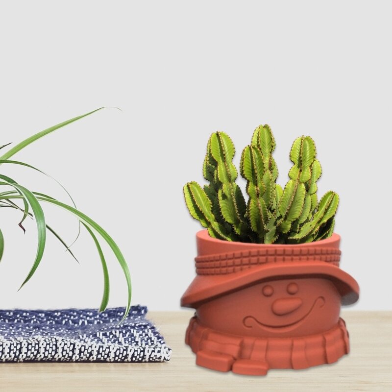 Snowman Flower Pot Silicone Molds Pen Holder Concrete Mold Succulent Planter Making Tool for DIY Craft Supplies