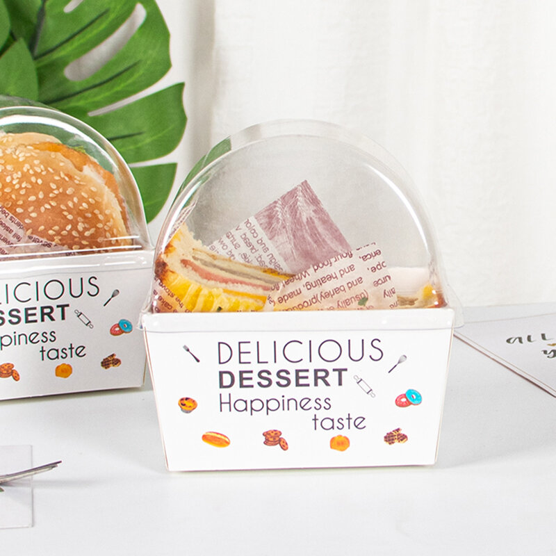 Op Maat Gemaakte ProductKoreaanse Sandwichdoos Met Transparante Afdekking Hamburger Doos Bento Box Dessert Verpakking Tools Takeou