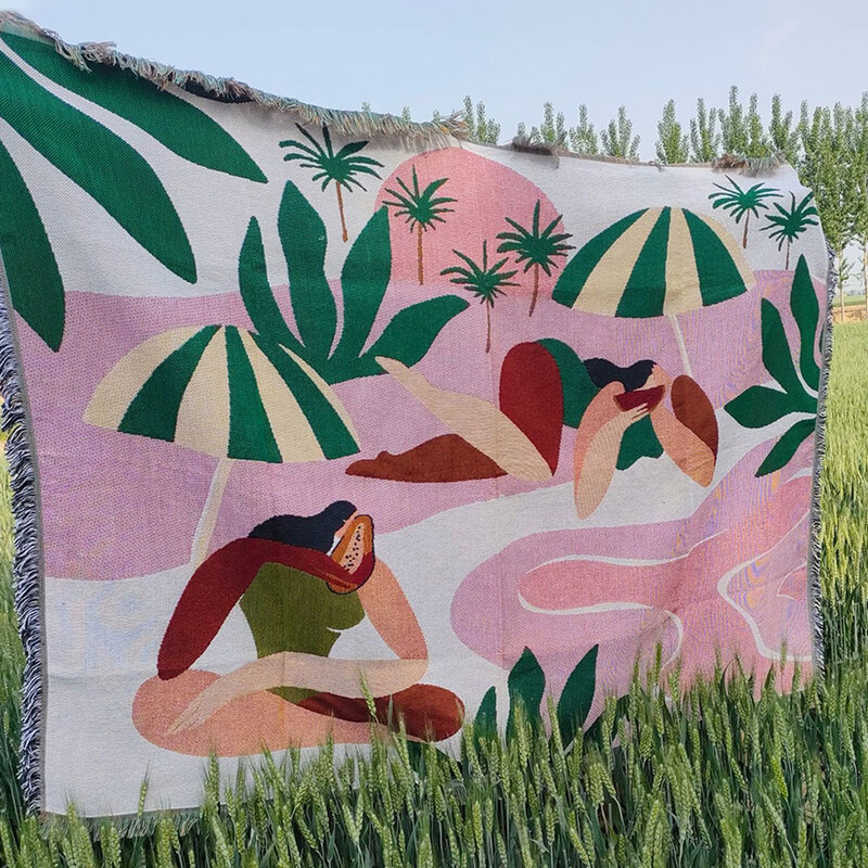 Letnie koce Sofa na taras mata kempingowa piknikowa w koc plażowy stylu żakardowe mata piknikowa wyposażenie dywan zewnętrzny