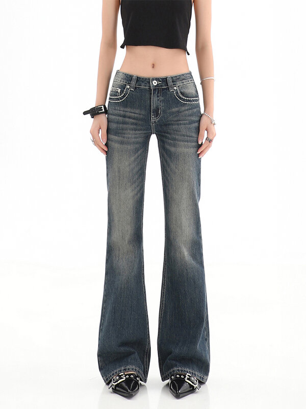 Dżinsy dzwony kobieta Vintage wysoki stan kobiety 2024 lato Slim spodnie dżinsowe proste spodnie w stylu ulicznym