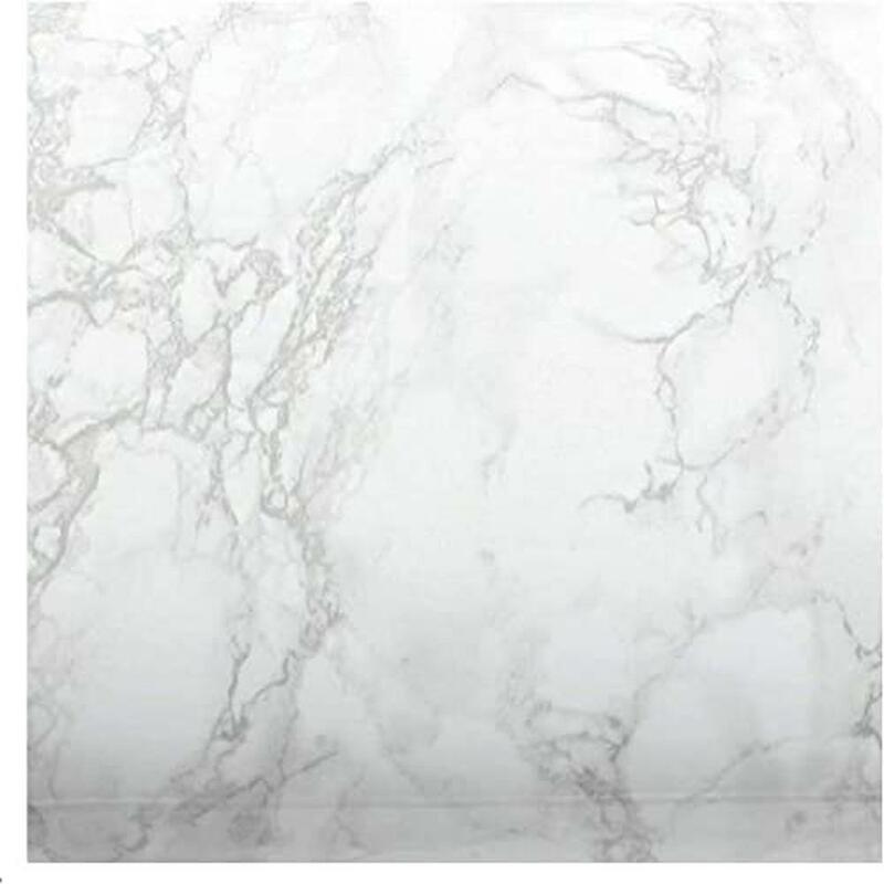 Peel and Stick Kitchen Countertop Cover White Grey Marble Vinyl Roll 36x240 Waterproof Durable Self Adhesive Easy Update