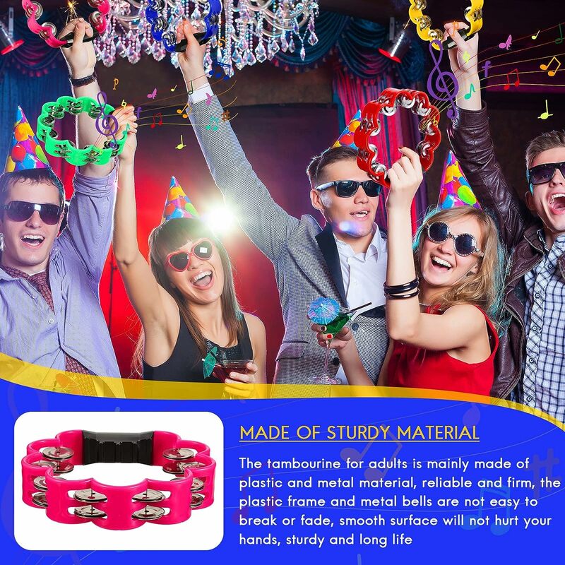 Petal Shaped Tambourine Plastic Percussion Tambourine for Musical Rhythm Instrument for Adults School Family Party Supplies