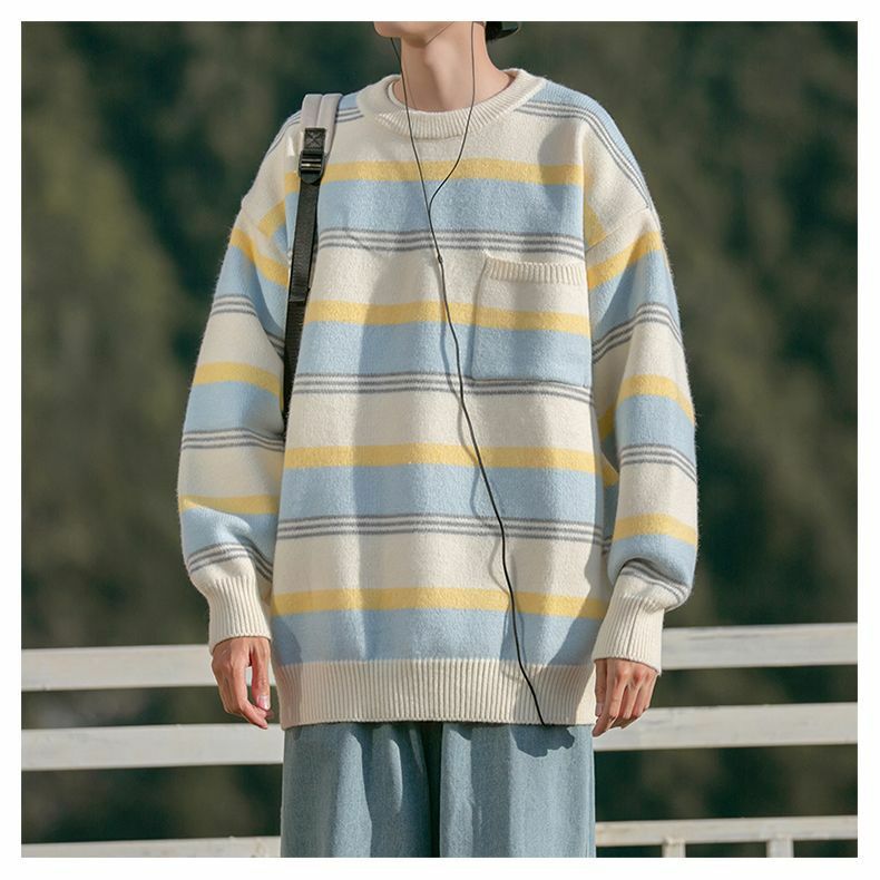 Harajuku Knitted Sweaters For Men Clothing Pullovers Casual Sweater Couple Pullover Knit Sweaters For Men's Coat Male Clothe