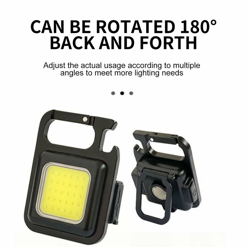 1 pçs mini portátil bolso usb recarregável lanterna cob luz de trabalho led chaveiros ao ar livre emergência acampamento saca-rolhas pesca