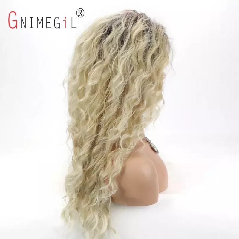 Синтетические волосы GNIMEGIL, длинные вьющиеся парики для женщин, парик с Омбре, блонд, темные корни, свободная часть, волнистый парик для девушек, сексуальный парик