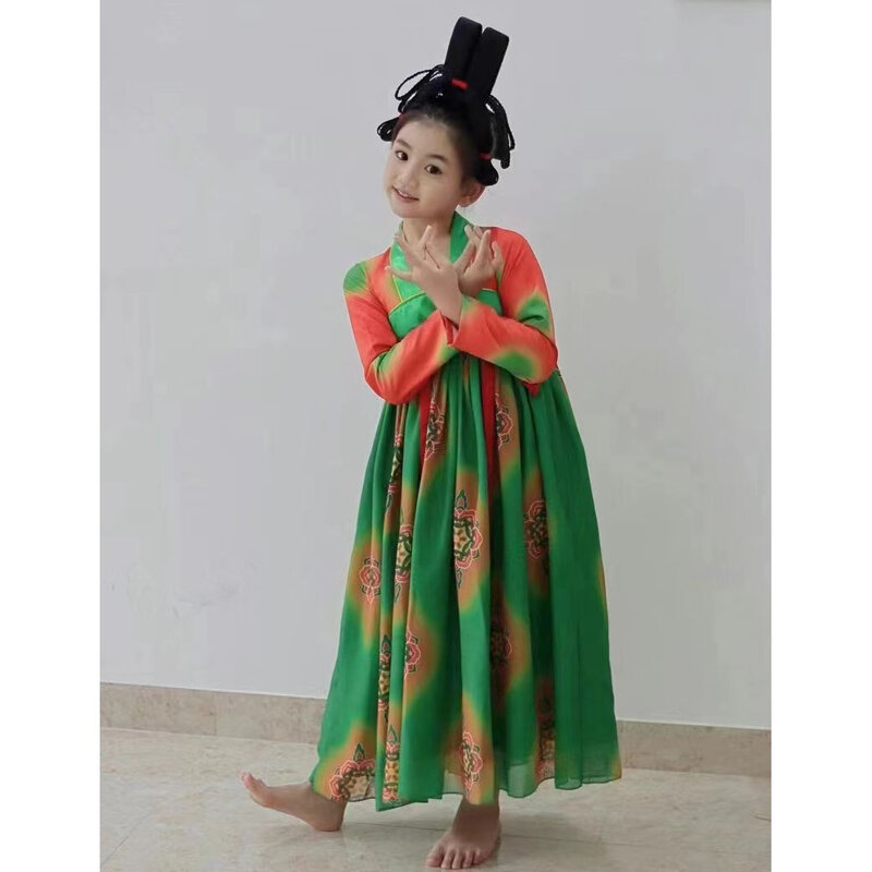 ملابس الرقص الصينية Hanfu للأطفال ، فستان أخضر صيني للفتيات ، أزياء تانغ Dynatsy ، ujerl ، 2023