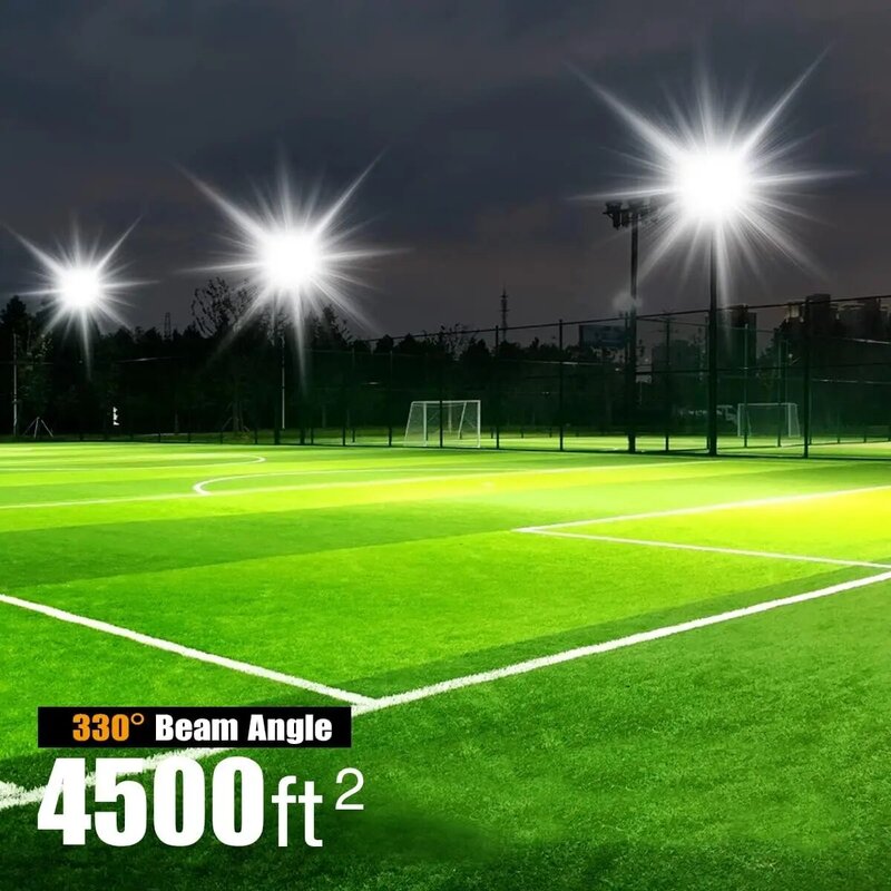 LED Flood Light Outdoor, 450W 40500lm Outdoor Lighting with 330° Wider Lighting Angle, 5000K, 3 Adjustable Heads