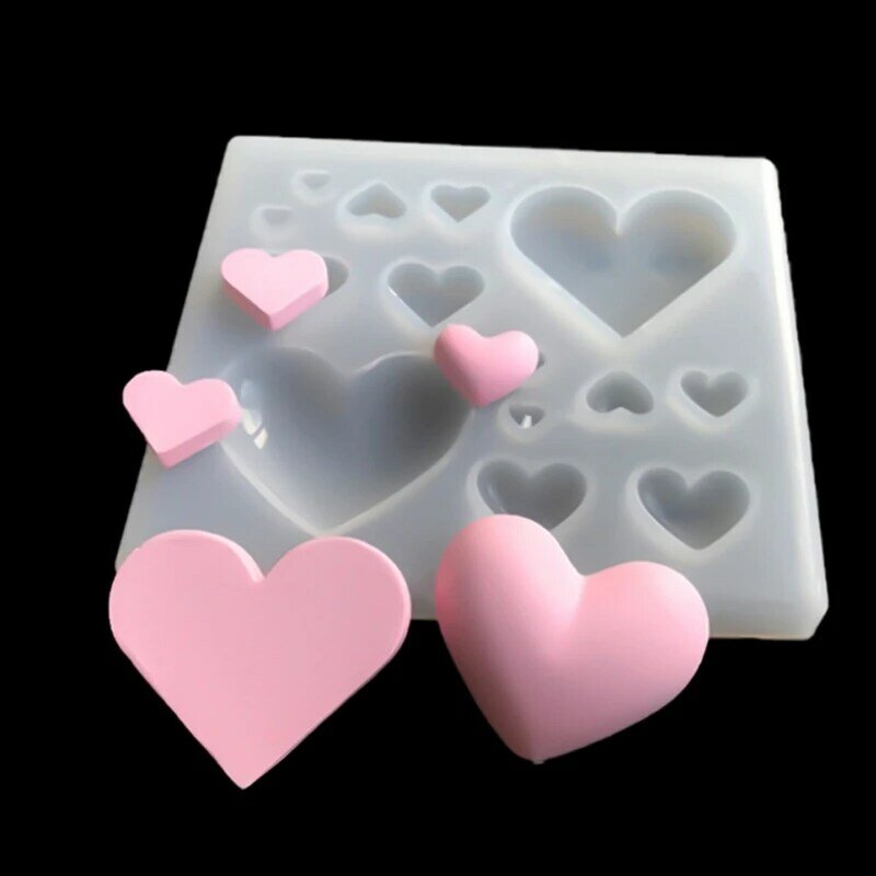 Molde resina coração silicone, molde coração silicone para joias brincos fundição resina