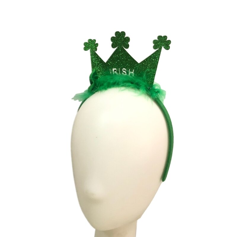 Y166 Lantejoulas Coroa Verde Cabelo Hoop Shamrock Headband StPatricks Day Acessórios para cabelo