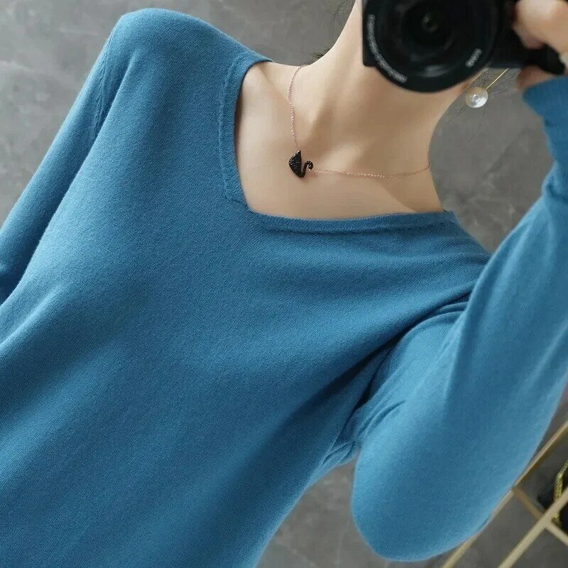 Womens Sweaters Spring Autumn V-neck Knitted Pullovers Bottoming Shirt Cashmere Fashion Jumper Solid Sweater Pull Femme