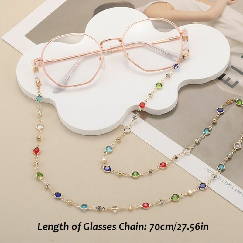 Cadena de gafas de cuentas bohemias para mujer, joyería elegante, cordón de cristal, cadena de máscara de cobre Vintage