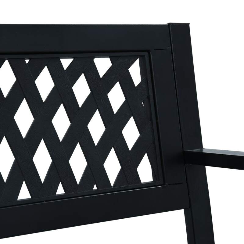 Скамейка для патио 49,2 дюйма x 20,9 дюйма x 30,3 дюйма, черное стальное уличное кресло легкая мебель для веранды