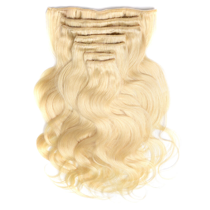 Veravicky-Cabello humano Natural Remy para mujer, cabello brasileño de cabeza completa hecha a máquina, con Clip de extensión ondulada corporal, color rubio 613, 160G, 200G