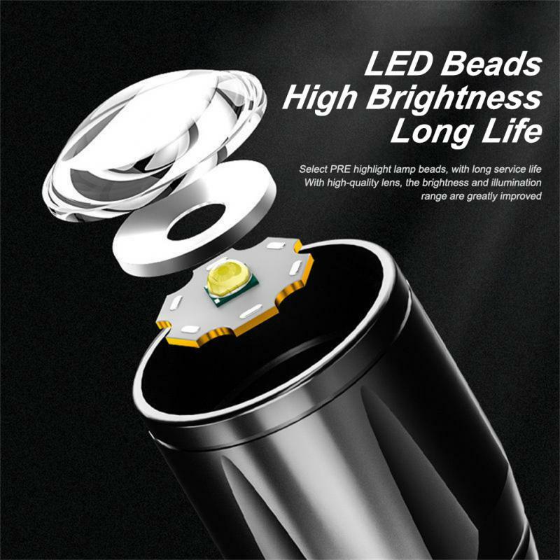 핫 미니 LED 손전등 줌 포커스 USB 충전 LED 라이트, 새로운 방수 조절식 펜라이트 2023 램프 랜턴, 1 ~ 7 개