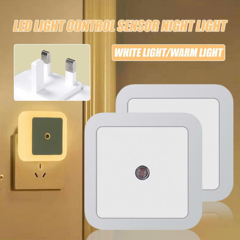 Bohlam lampu kamar tidur, 1/2 buah kontrol Sensor cahaya 110-240v Eu Uk Plug lampu malam persegi ruang tamu lampu kamar tidur