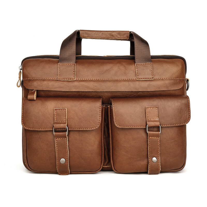 RETROGOO skórzana męska walizka biznesowa torba skóra bydlęca wysokiej jakości torba biurowa dla 15.6 Cal Laptop A4 Causel