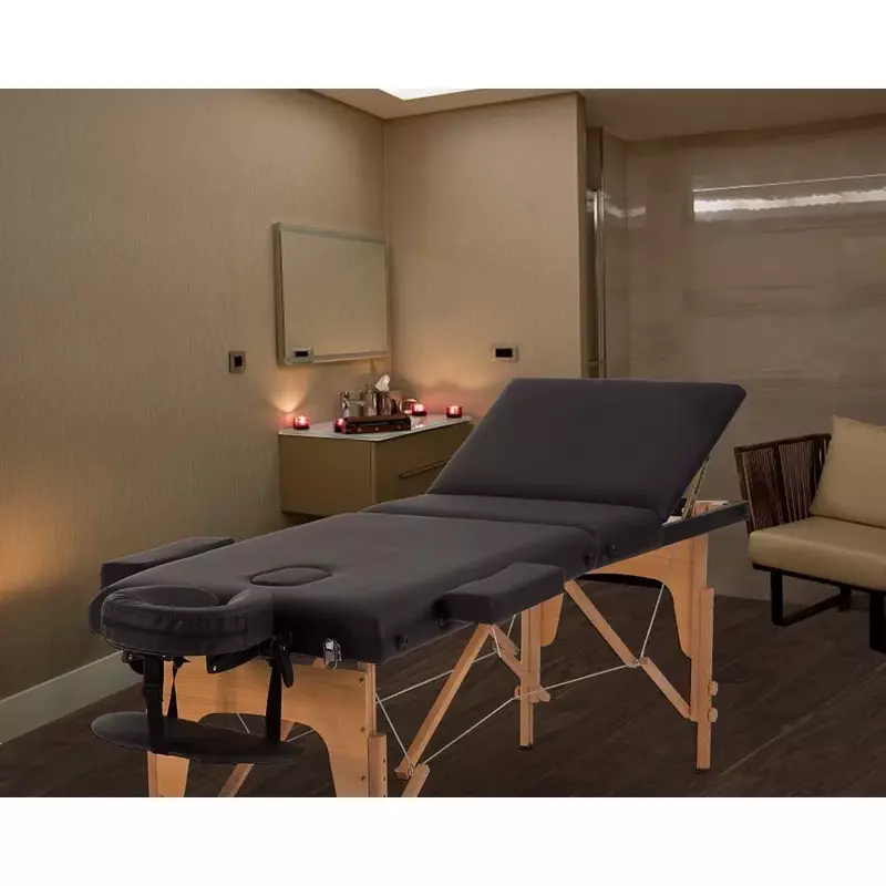Mesa de massagem portátil com estojo, 3-Fold Spa Bed, altura ajustável Salon Bed, mesa leve