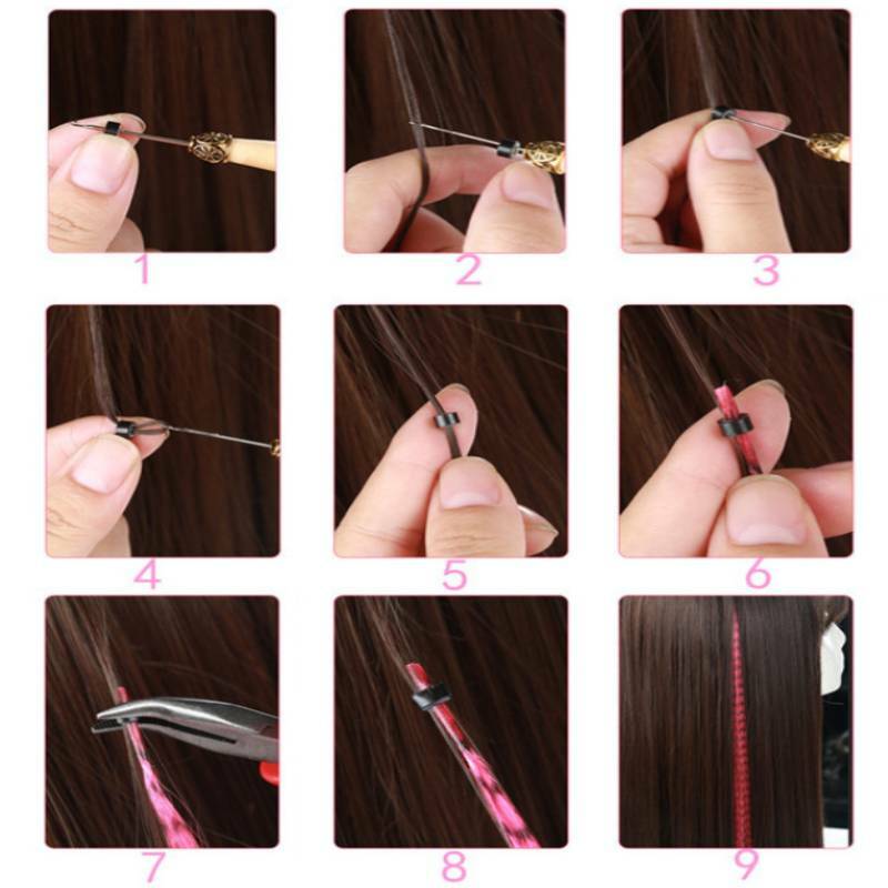 Крючки для волос, инструмент для вытягивания волос, ручка, крючок, игла, микрокольца, петли, игла для наращивания волос, рукоделие
