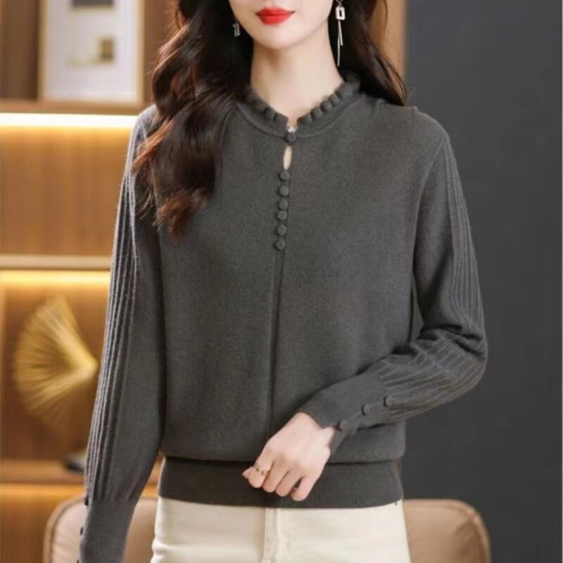 Sweter damski jesienno-zimowy nowy sweter z długim rękawem luźne, dopasowane koreańskie Casual dzianinowa bluzka sweter damski topy