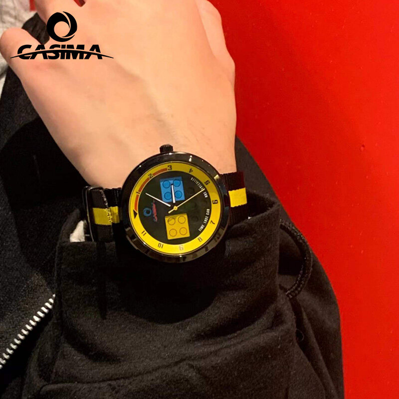 Modne zegarki damskie kolizja kolorów nylonowy pasek do zegarka mężczyzn na nadgarstek na co dzień kwarcowy sportowe zegarki na rękę para wodoodporne