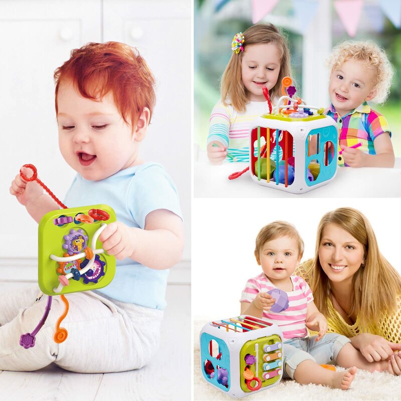赤ちゃんのための感覚玩具,プル文字列,スタッキングボックス,子供のおもちゃ,6〜12〜18ヶ月