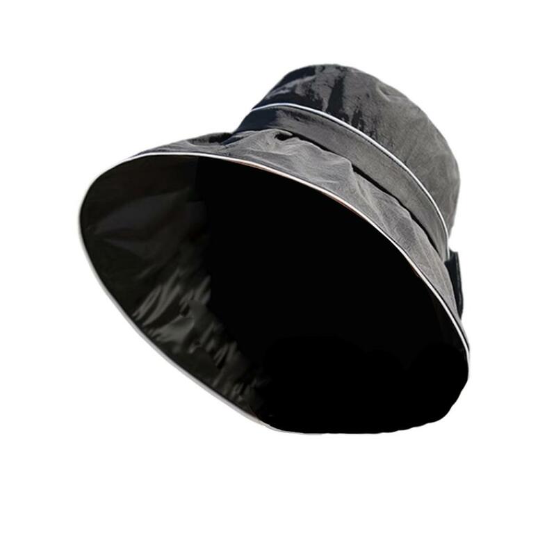 قبعة دلو من الفينيل للنساء ، محيط رأس كبير ، حماية من أشعة الشمس الرقيقة ، أفاريز فوق البنفسجية ، حماية للوجه ، الصيف ، V0M7