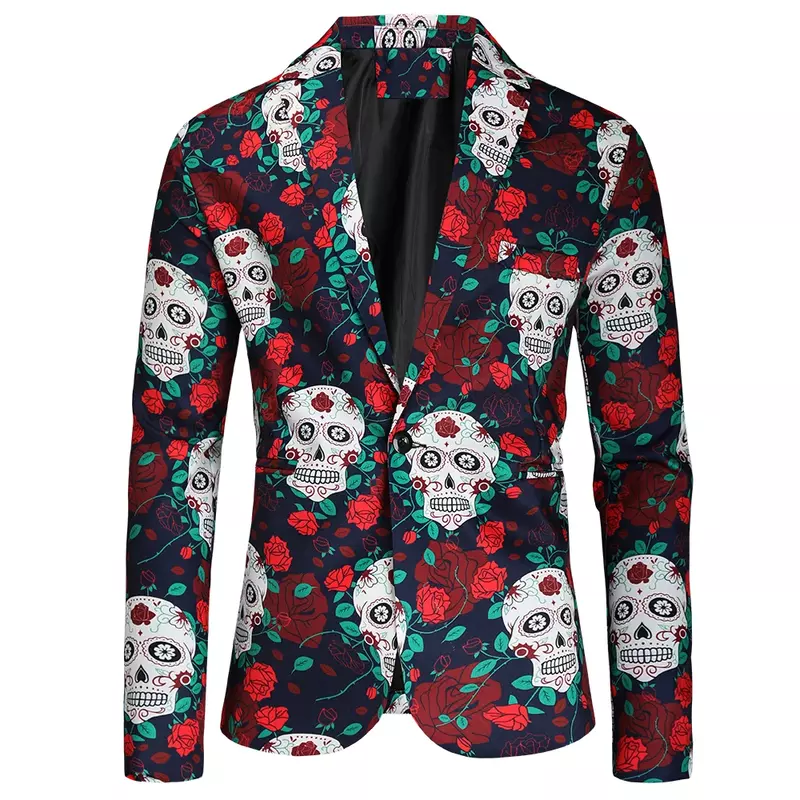 Новый мужской модный костюм брикет Повседневный облегающий Блейзер на пуговицах костюм с 3D цветочным принтом блейзеры мужская куртка