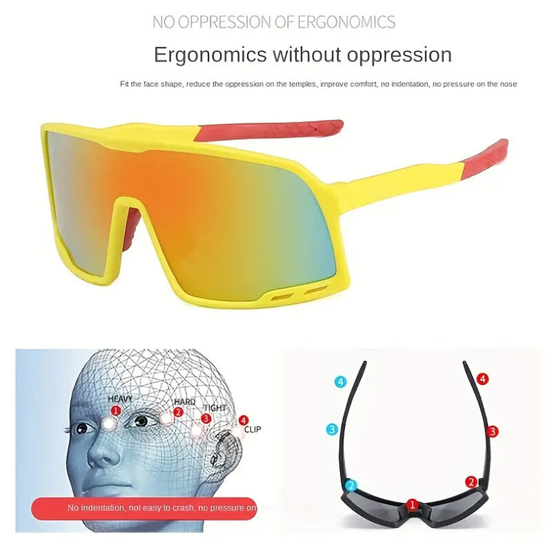 Gafas de sol cuadradas grandes para hombre y mujer, lentes deportivas para bicicleta de montaña, sin caja, UV400