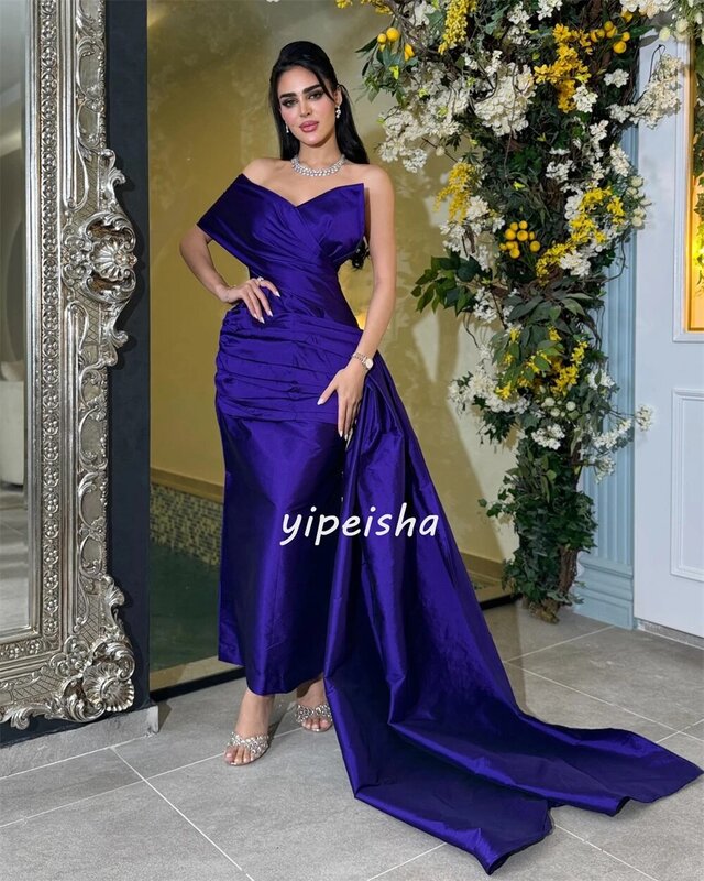 Simple Sizes Available Satin Pleat Ruched Draped Straight One-shoulder Midi Dresses Celebrity Dresses Modern Style Exquisite