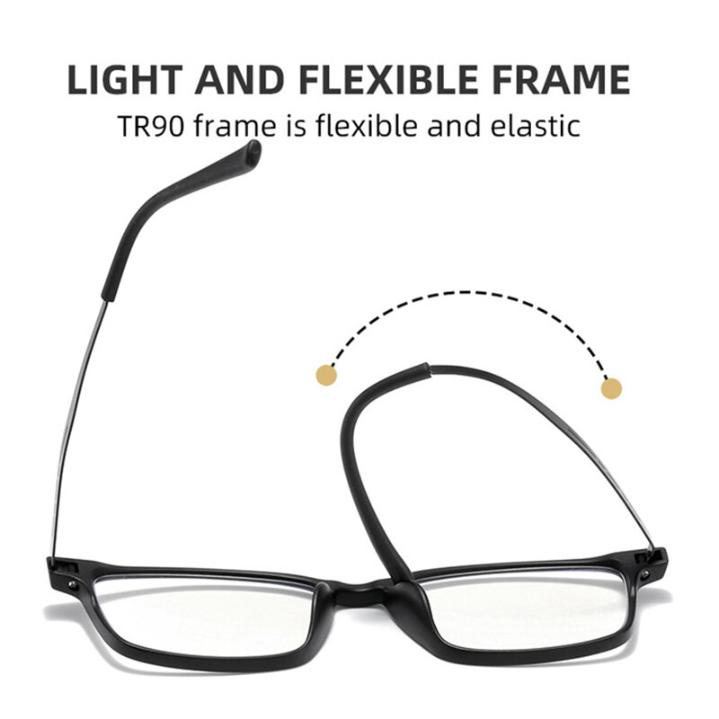 Blue Light Blocking Reading Glasses Men Women Ultralight TR90 Titanium Alloy Optical Frame Eyeglasses Square Eyewear