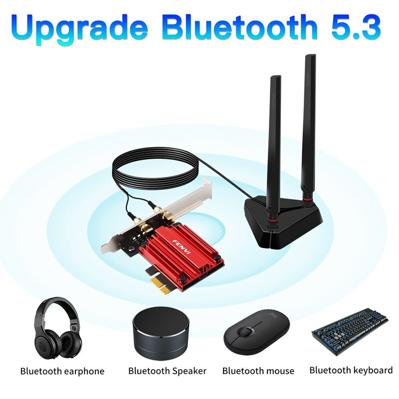 FENVI WiFi adaptador WiFi 6E AX210 5374Mbps Tri Band 2,4G/5G/6Ghz Blue-Tooth 5,3 802.11AX juego Red Wireless Network Card Win10/11