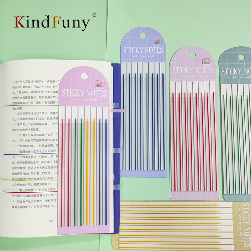 KindFuny-Bloc de notas con notas adhesivas transparentes, anotación de lectura para libros, Bloc de notas, marcadores, Bloc de notas, pestañas de índice, papelería, 160 hojas