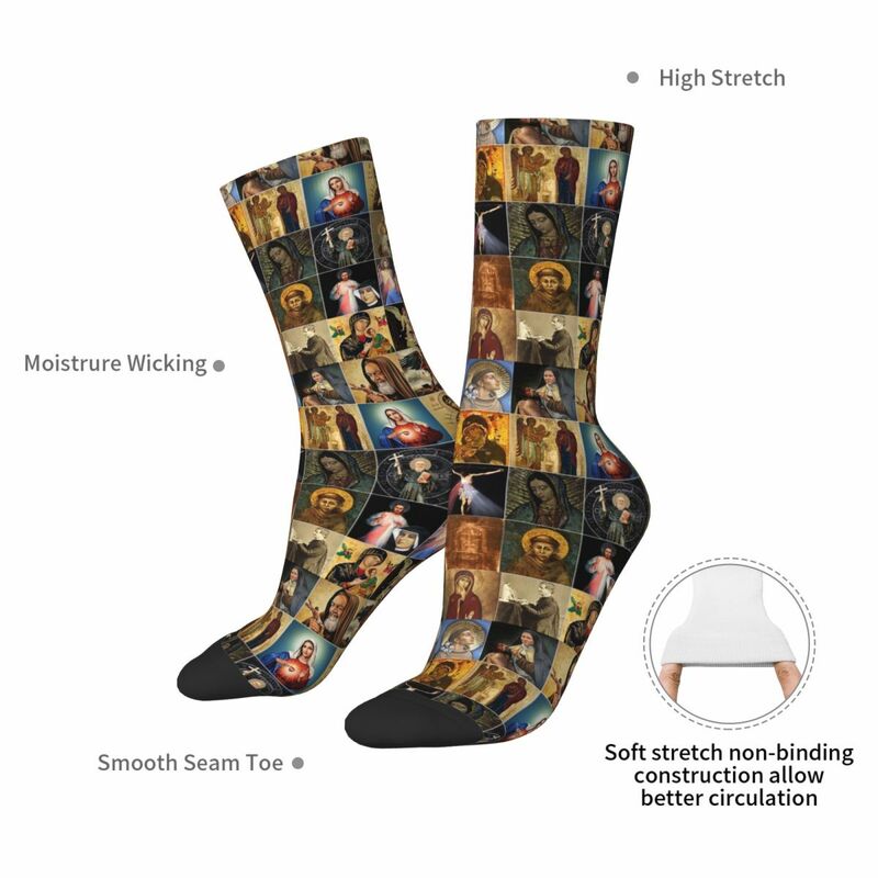 Носки с изображением святых, Иисуса, Марии, я доверяю вам, высококачественные чулки в стиле Харадзюку, всесезонные длинные носки, аксессуары для подарка для мужчин и женщин