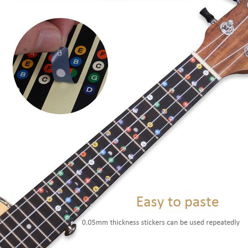 Ukulele fretboard adesivos, guia do dedo para ukulele, 10pcs