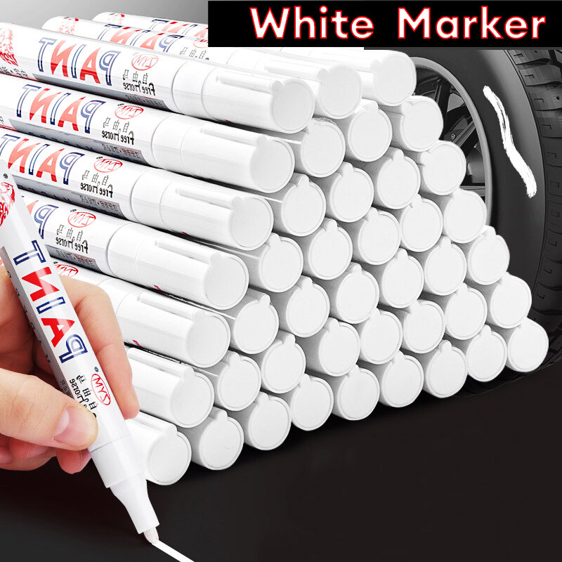 Set di pennarelli bianchi 2.0mm penna Gel bianca impermeabile grassa pennarello per schizzi Graffiti fai da te cancelleria scrittura materiale scolastico pennello