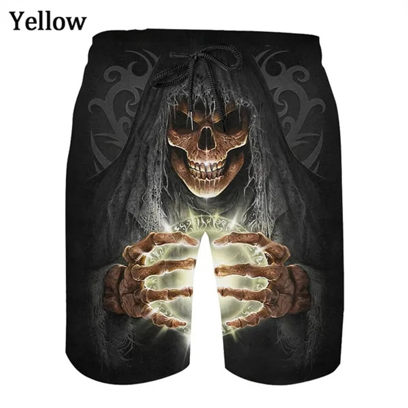 Pantalones cortos con estampado 3D de calavera para hombre, Shorts deportivos con personalidad, estilo gótico, Unisex