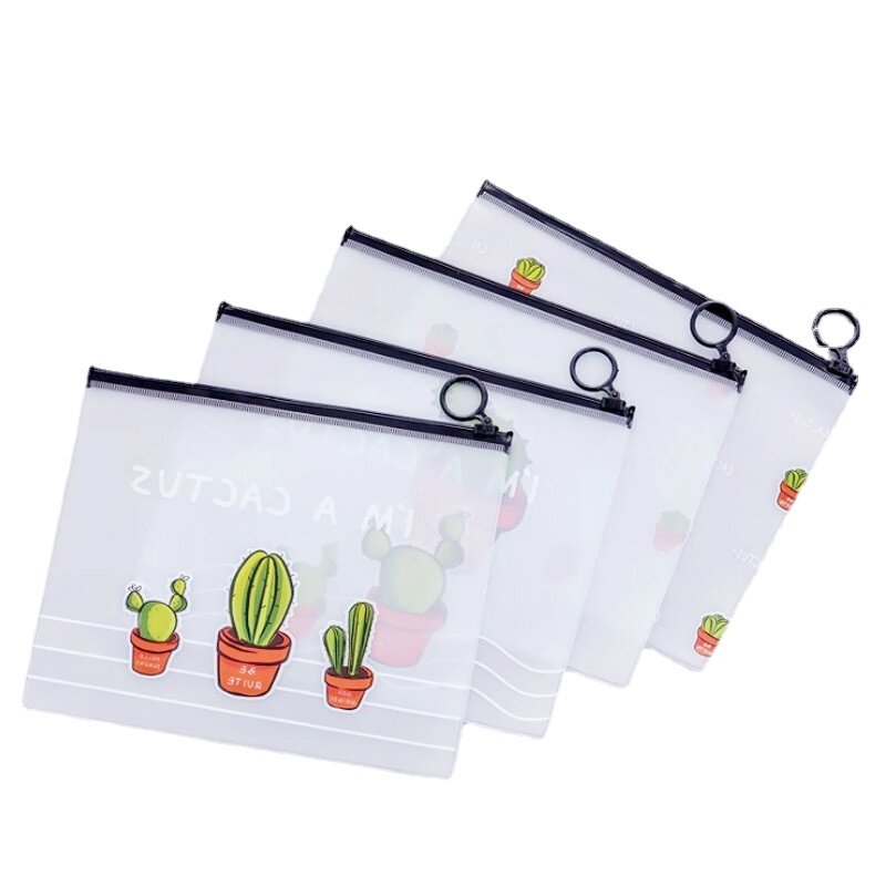 Carpeta de archivos de Cactus transparente, estuche de lápices de papelería para documentos, bolsa de almacenamiento de bolígrafos, bolsa organizadora, 17,1x21,2 cm