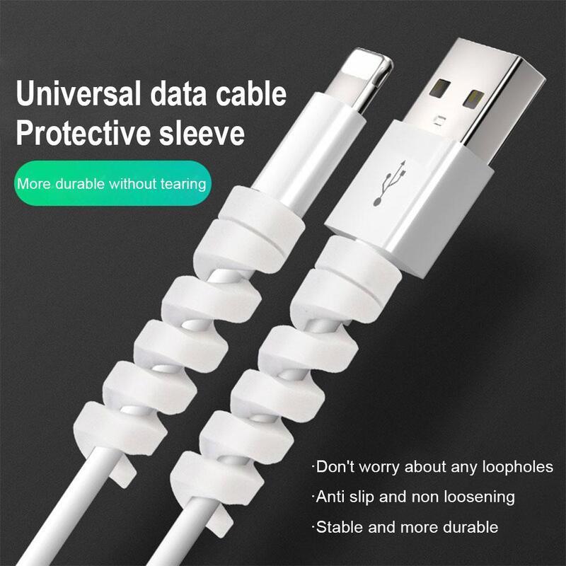 Spiral Cable Protector Data Line Silicone Bobbin Winder Protective Tube Cable Cover For Iphone Charger Cable