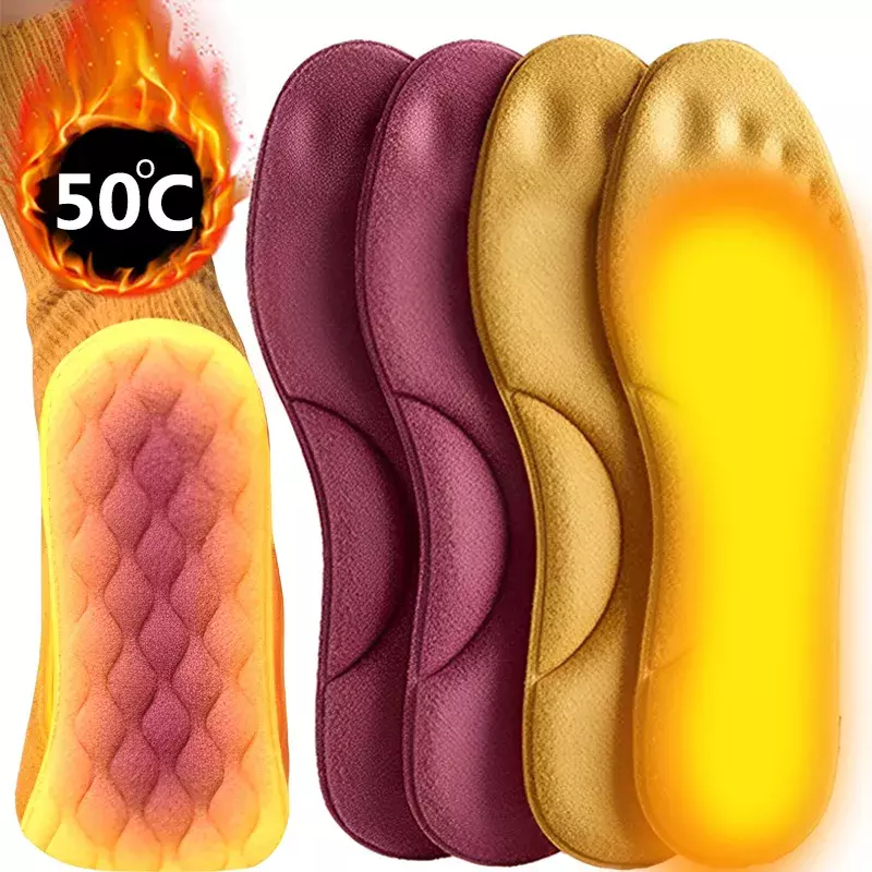 Palmilhas termostáticas auto-aquecidas para homens e mulheres, palmilha térmica, massagem, espuma de memória, apoio do arco, almofada de sapato, almofadas aquecidas, inverno, 2 pares