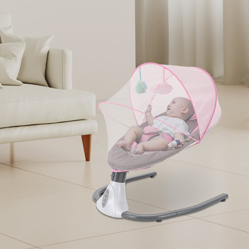 Chaise bébé électrique avec télécommande, berceau pour bébés de 0 à 12 mois, balançoire électrique avec 4 amplitudes de vibration
