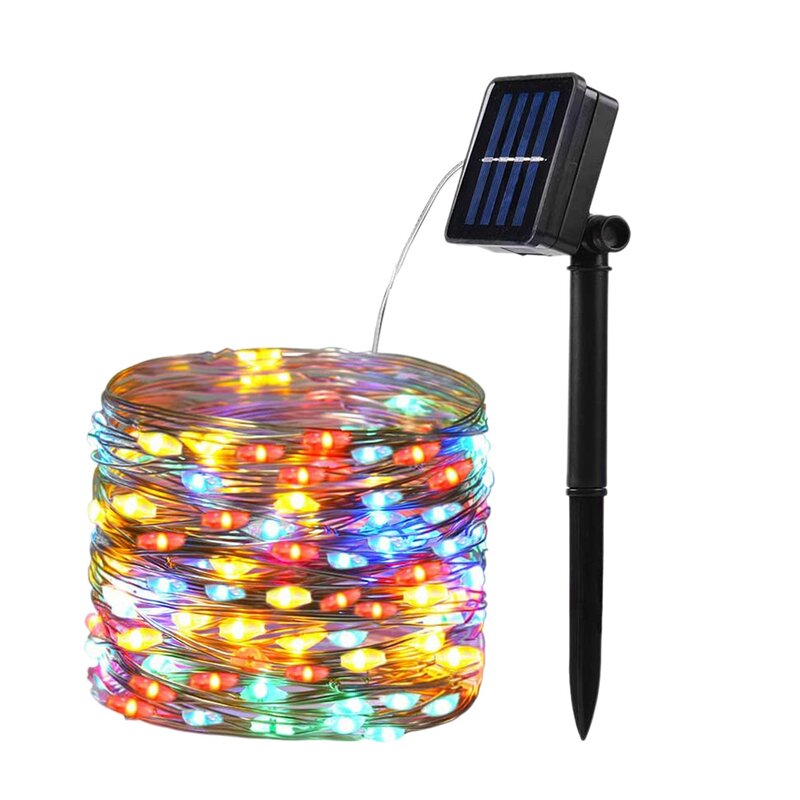 Guirnalda de luces LED solares, luces de Navidad de hadas flexibles impermeables de 10M, usadas en patios al aire libre, Color 1 pieza