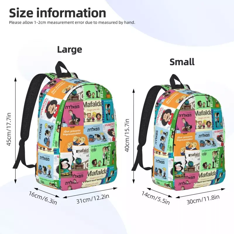 Anime kotak-kotak Mafalda untuk remaja siswa sekolah tas buku Daypack Pertengahan Tinggi kuliah mendaki