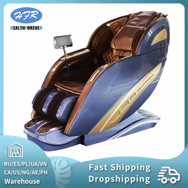 HFR-Cadeira de massagem elétrica de corpo inteiro de luxo, 3D AI Smart, estiramento tailandês automático, SL Track Zero Gravity, Shiatsu 4D, garantia de 3 anos
