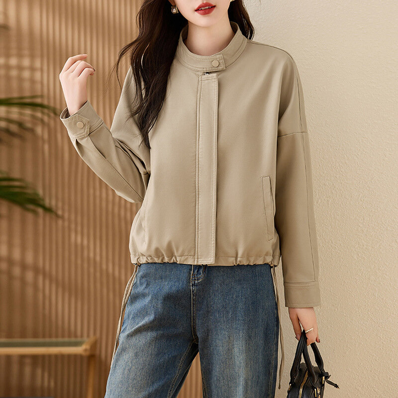 2024 primavera nuovo prodotto cappotto corto moda edizione coreana sciolto e Casual giacca in pelle di grandi dimensioni cappotto di montone da donna