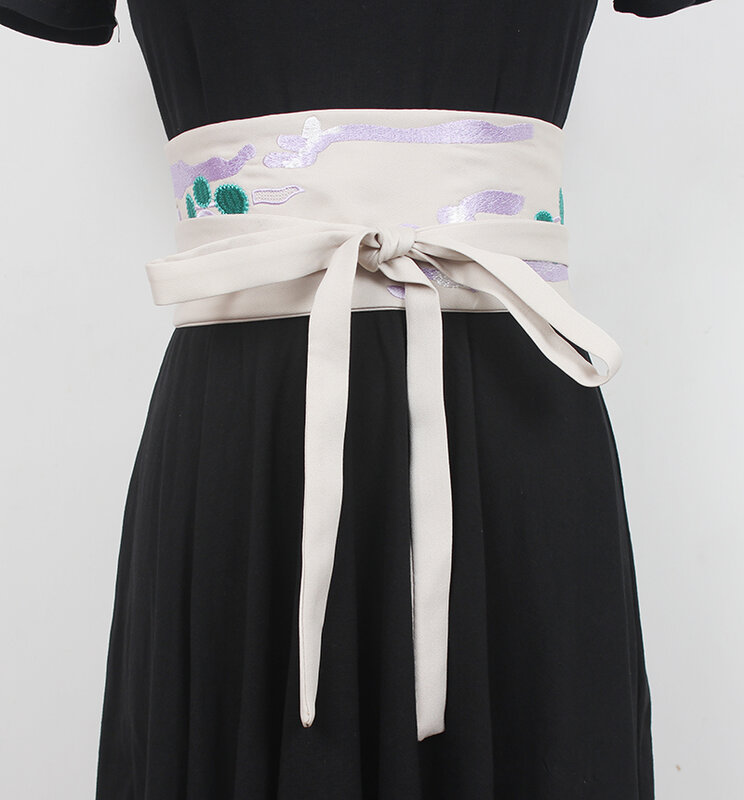 Cinturón Retro con borlas para mujer, tejido de algodón con sello de cintura ancha, accesorios de ropa literaria, novedad