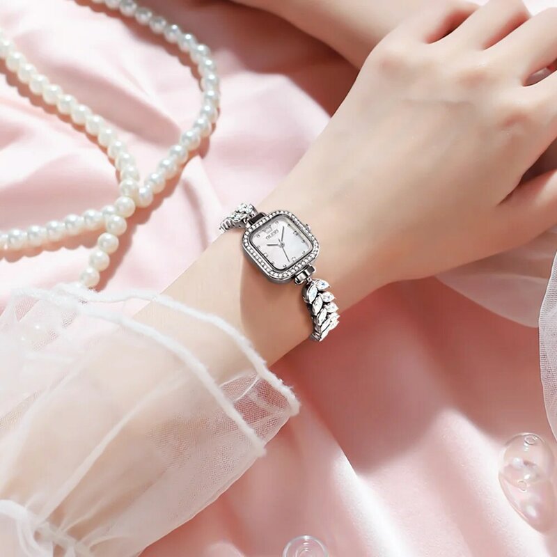 cute China female quartz watch hot sale Stainless steel band water proof bling Casual wristwatch